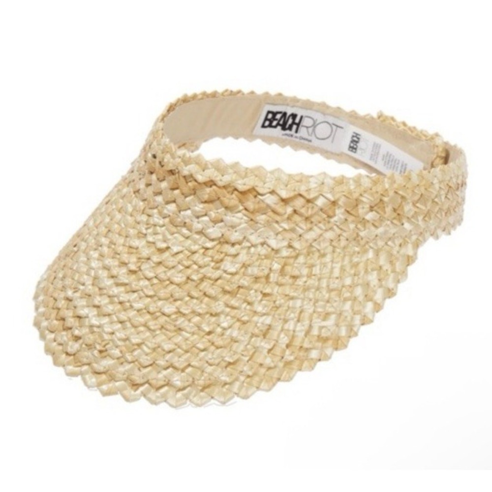 BEACH RIOT 100% Straw Women's Woven Adjustable‎ Visor Hat NEW